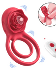 Vibrating Cock Ring with Rose Clitoral Stimulator