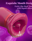 Big Mouth Rose Tongue Vibrator With Thrusting Dildo