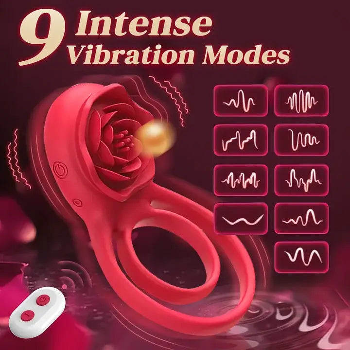 Cock Ring With Rose Clit Vibrator for Couples