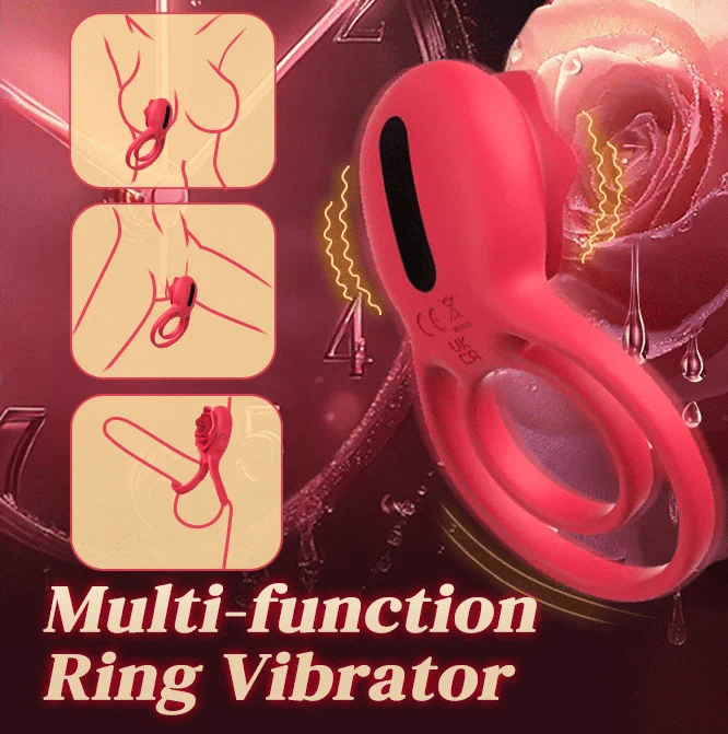 Cock Ring With Rose Clit Vibrator for Couples