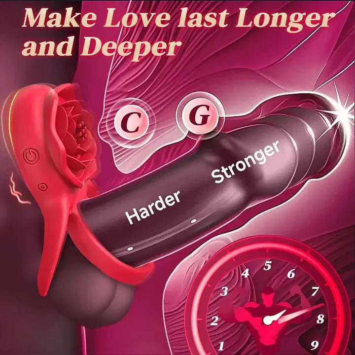 Cock Ring With Rose Clit Vibrator for Couples