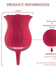 Flower suction toy size diagram showing 100 mm height, 55 mm head width and a combined power and mode button