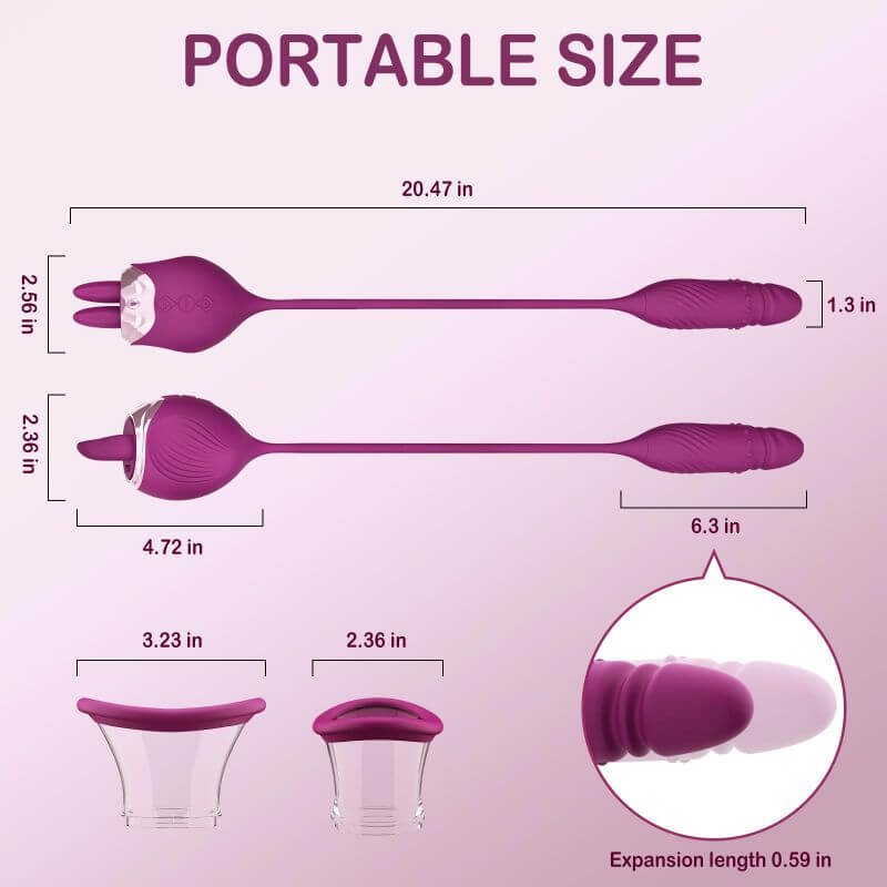 Rose Sucker size diagram showing the 20.47-inch assembly, 6.3-inch shaft and separate cup measurements