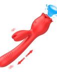 Red Rabbit Rose Toy animation showing a suction rose head, short rabbit arm and long telescopic vibrating shaft