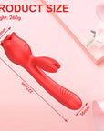 Rabbit rose vibrator size guide labeling 227 mm overall length, 55 mm rose width, 36 mm shaft width and 260 g product weight