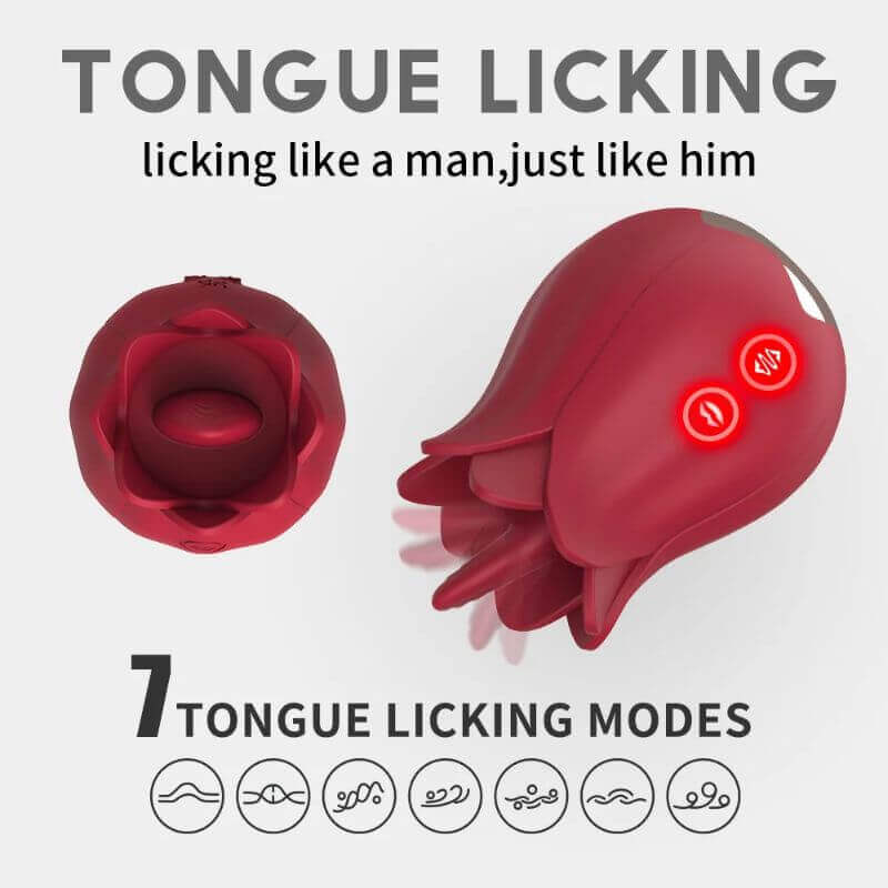 Rose Snatcher tongue contact head and side view with seven tongue-licking patterns