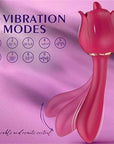 Rose tongue vibrator guide with nine waveform icons and an illustration of the curved stem moving between two positions
