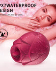 Rose with Tongue ribbed body with water droplets in an illustration labeled IPX7 water-resistant design
