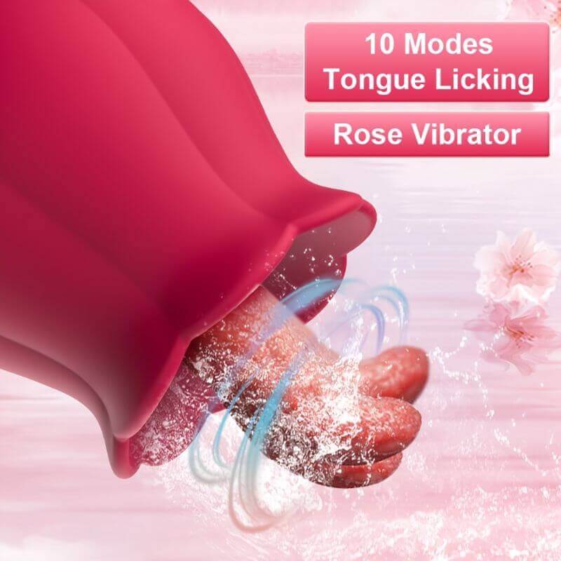 Rose Women Toy tongue-shaped contact tip diagram labeled with ten tongue-licking patterns