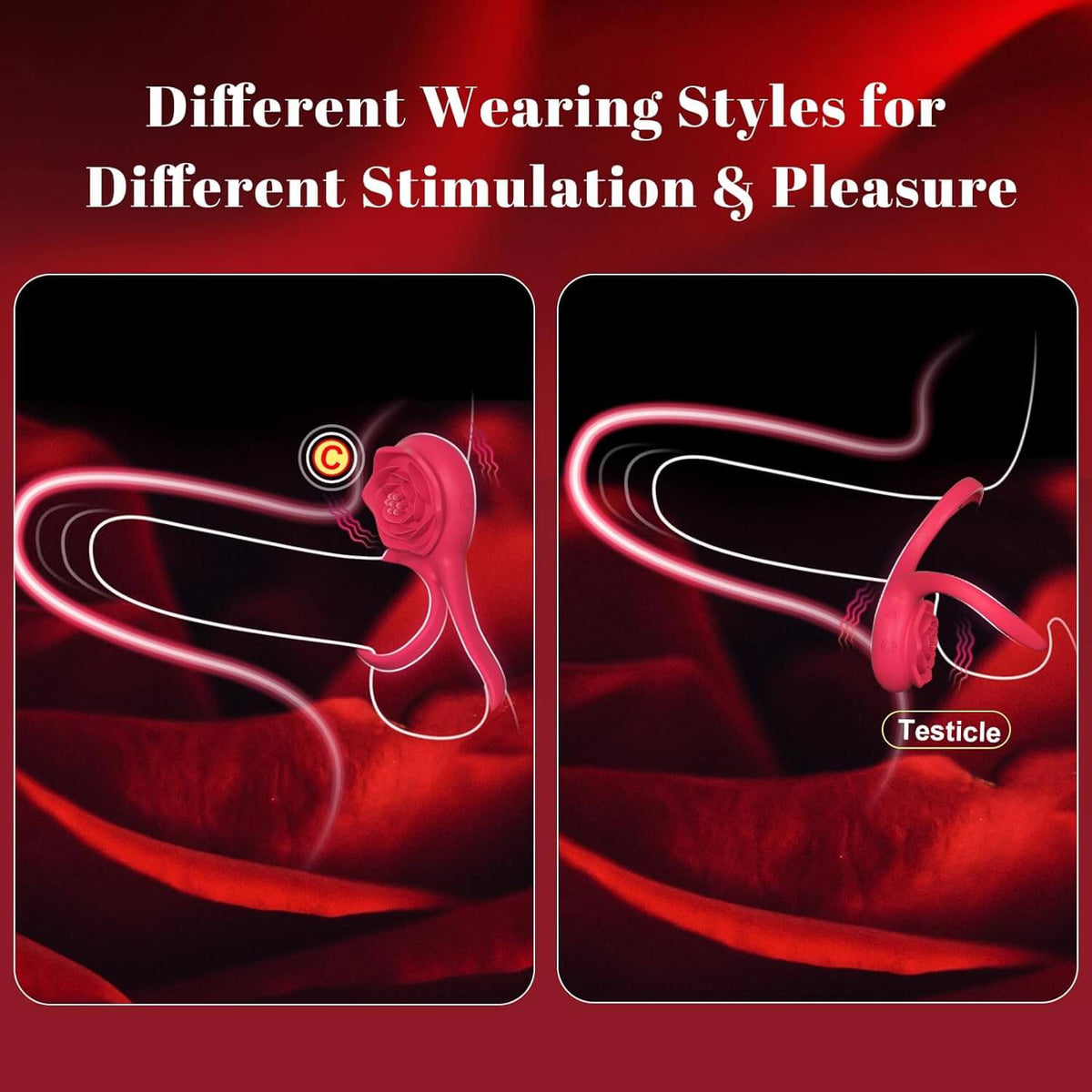 Vibrating Cock Ring with Rose Clitoral Stimulator