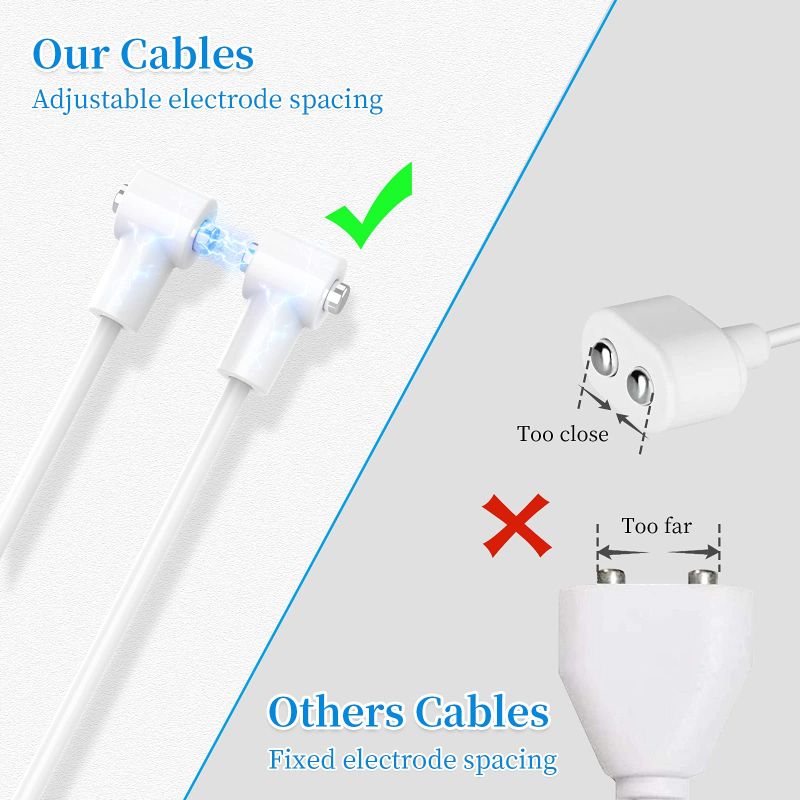 Universal Compatibility: Unlike some charging cables with fixed magnetic electrodes on the market, USB charging cable has 2 independent electrodes