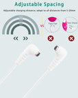 Separate charging heads adjust to 5–20 mm contact spacing, compared with fixed-spacing connectors