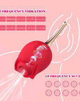 Butterfly Rose Toy mode diagram showing ten suction patterns at the flower head and ten vibration patterns at the curved stem