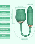 Green rose size guide showing a 70 by 55 mm rose head, 105 by 31.5 mm cylindrical end, 306 mm illustrated overall path and 205 g listed weight
