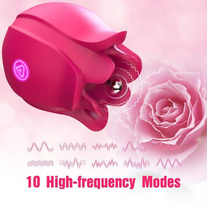 Rose massager central contact point with a chart of ten vibration patterns