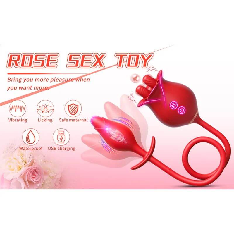 Rose Toy For Men Tongue Licking And Butt Plug