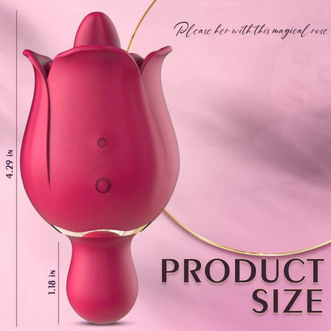 Short rose tongue vibrator size diagram: 4.29-inch overall height and 1.18-inch lower section