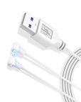 White Rose Toy charging cable with USB-A plug and two independent cylindrical magnetic contact heads
