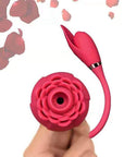 Close view of the Red Rose Toy Deluxe open suction head, layered petals and connected curved arm