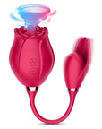 Red Rose Toy Deluxe with flower-shaped suction head, two controls and a connected curved vibrating arm