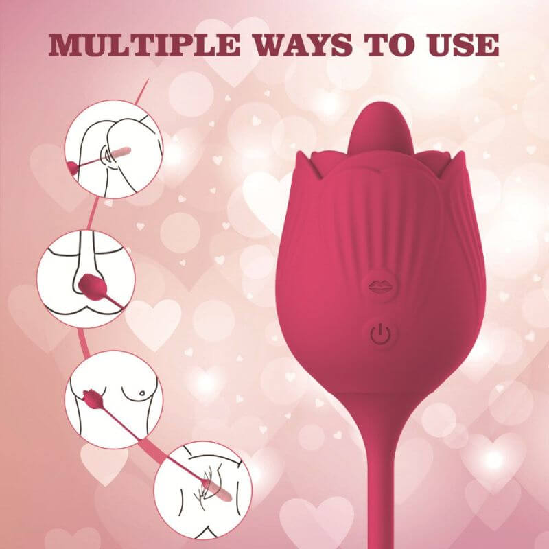 Rose Toy Extendo Tongue Licking flower head showing a raised tongue, petal contours and two front control buttons