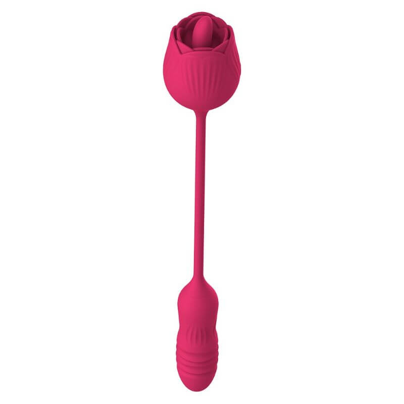 Rose Toy Extendo Tongue Licking version shown straightened, with flower tongue head, flexible connector and ribbed arm