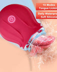 Red Rosebud tongue vibrator showing raised central tongue and single control button